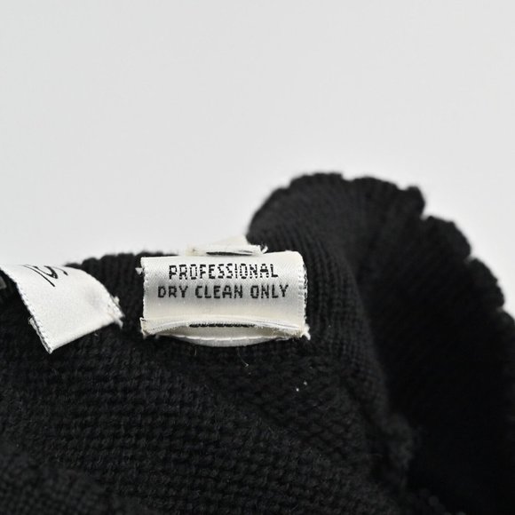 VTG 90s BILL BLASS Knit Merino Wool Dress Black Sweater Scalloped Womens Size M - Picture 10 of 10